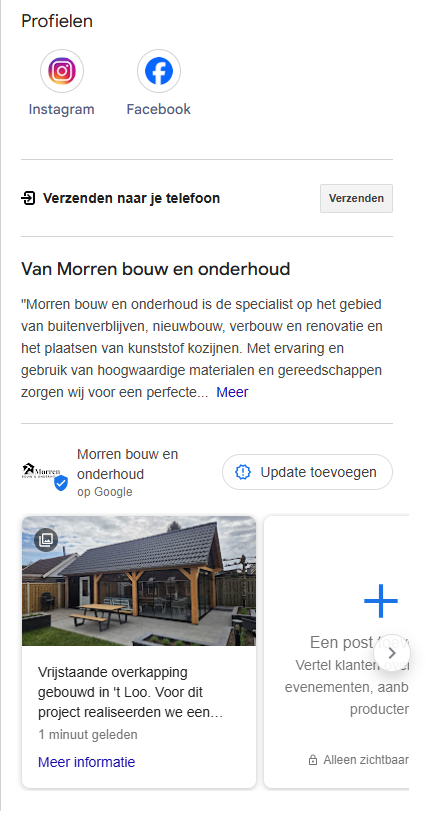 Overzicht bedrijfsprofiel van Morren bouw en onderhoud Overzicht bedrijfsprofiel van Morren bouw en onderhoud